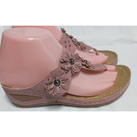 FUDYNMALC Orthopedic Sandals Dusty Rose Women Wedge SZ 6 Comfortable Walking - Picture 2 of 6